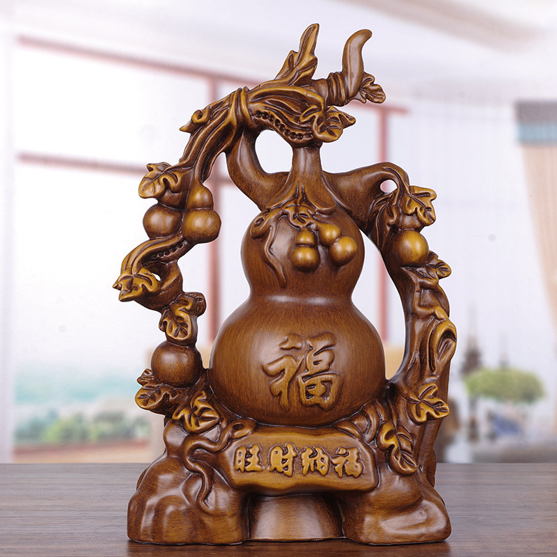 实木雕葫芦摆件招财镇宅红木质客厅玄关电视柜装饰品新家乔迁礼物