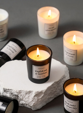 家用新款上市小众双色玻璃杯香薰蜡烛香氛豆蜡伴手礼50克装摆件