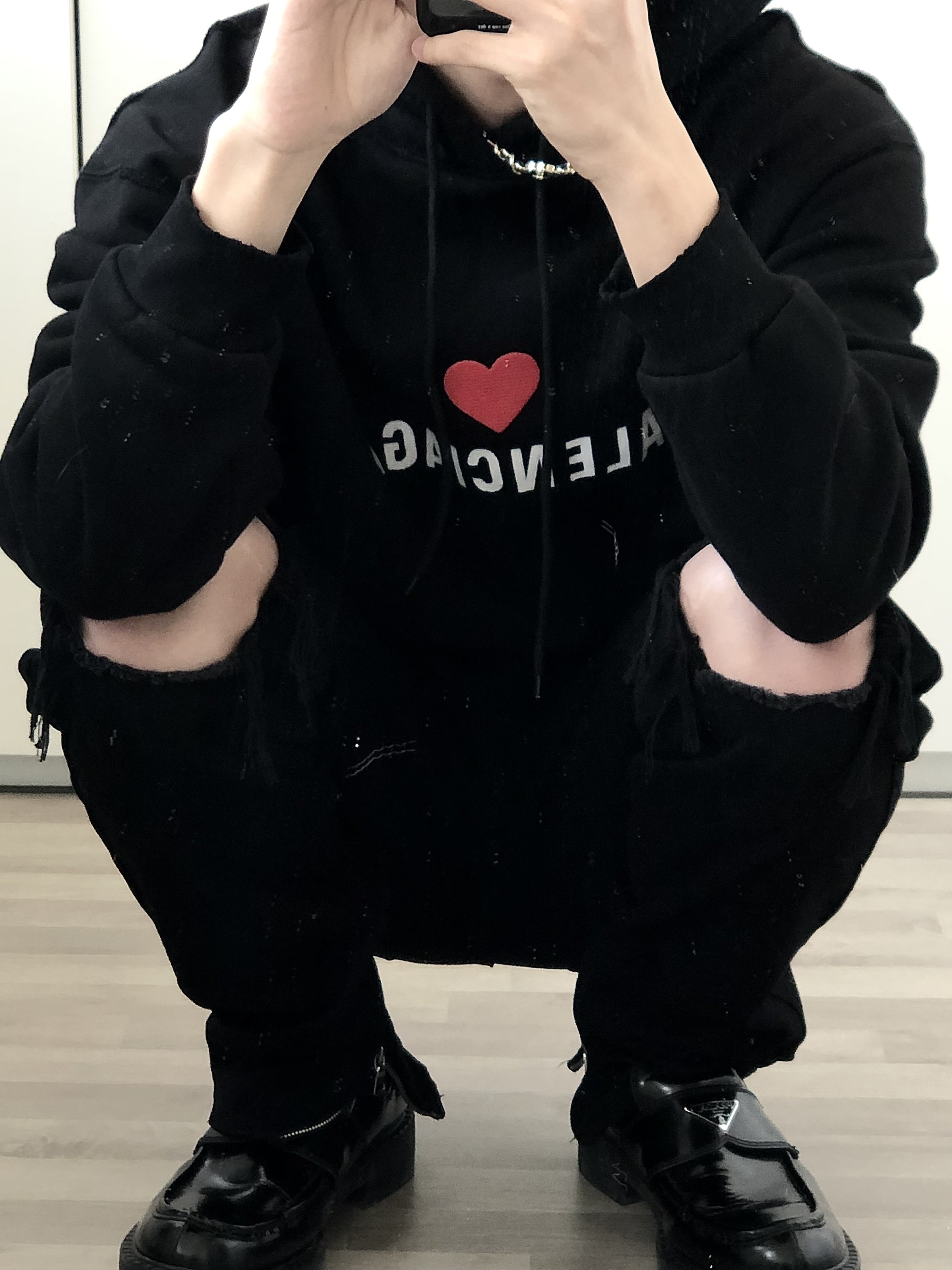 李知文Studio 自留款 韩系破洞裤脚拉链INS简约潮毛边牛仔裤
