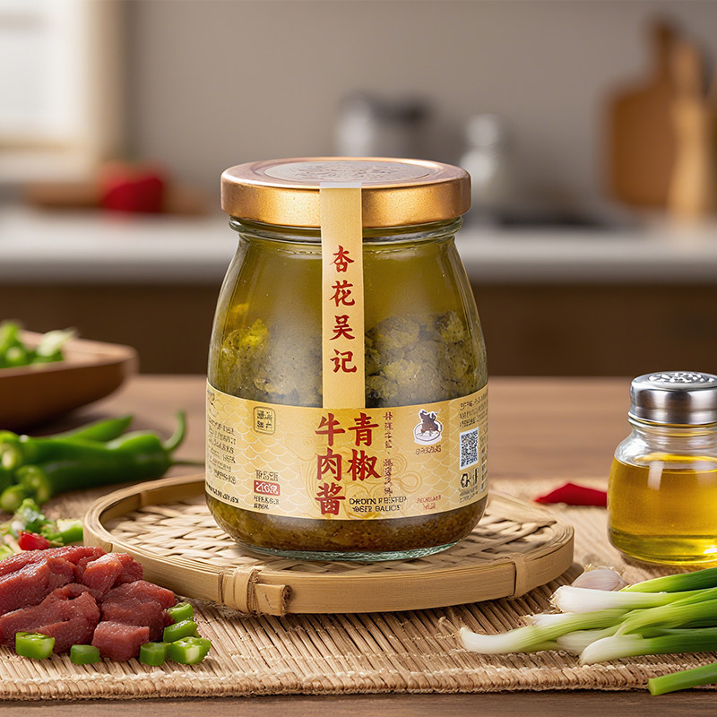 杏花吴记青椒牛肉酱潮汕风味下饭酱拌面酱大颗粒开胃神器调味酱料