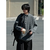 19otiwtt美式 复古圆领麻花针织衫 男女宽松慵懒休闲设计感毛衣