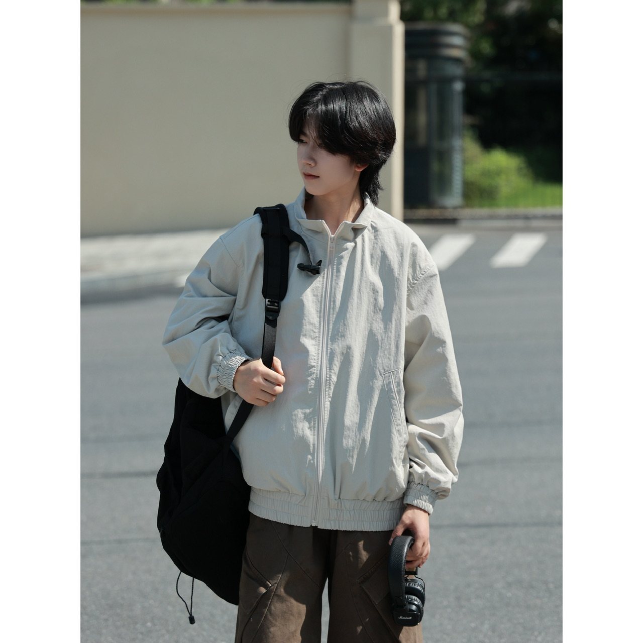 19otiwtt日系复古春秋纯色宽松立领飞行夹克男女百搭基础款外套,男装,夹克,淘宝优惠券,粉丝福利购,淘宝优惠卷