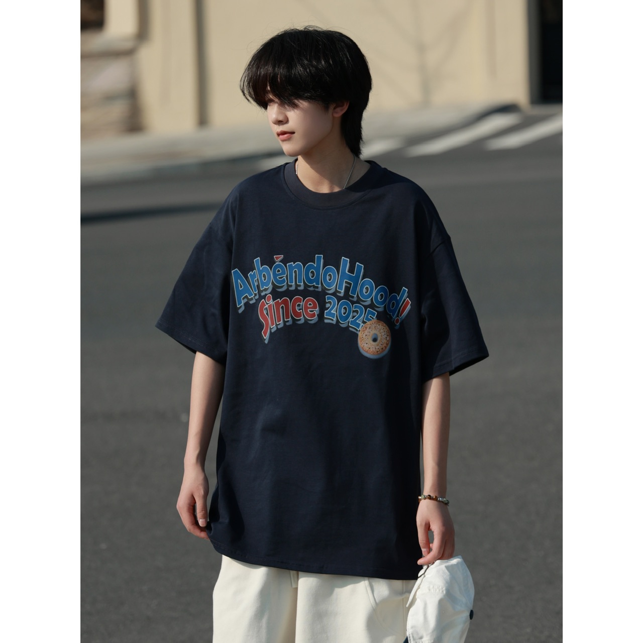 19otiwtt日系趣味饼干印花短袖T恤男日系潮牌宽松百搭纯棉半袖tee