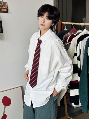 纯色衬衫简约日系复古衬衫