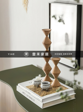 样板房客厅入门玄关仿真树烛台组合饰品摆件北欧全屋定制陈设道具