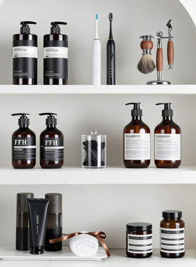 简约现代浴室收纳摆件英文沐浴液护肤品洗漱用品收纳盒酒店民宿