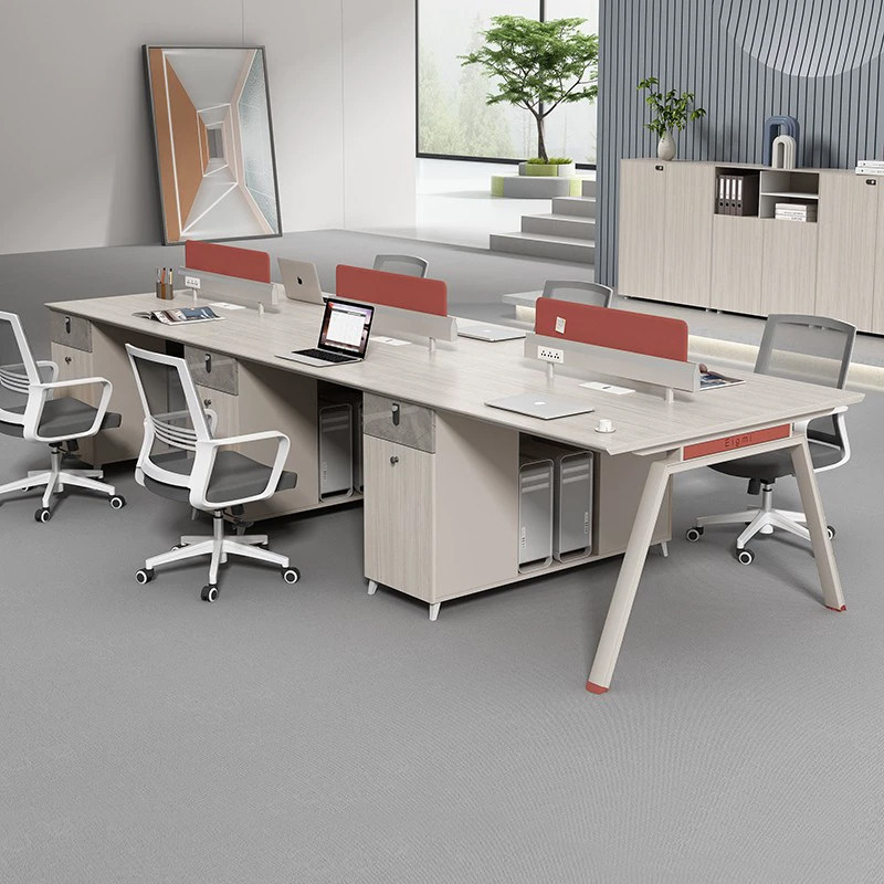广州开放式双面四人办公桌简约现代职员桌双人员工办公桌椅带插座