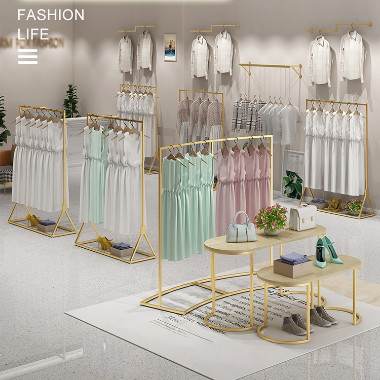 金色女装店婚纱货架服装店展示架