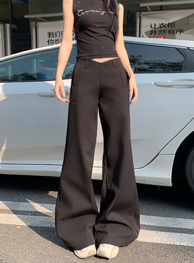 MYFC美式黑色微喇叭西装裤女2025新款V型腰设计感垂感宽松休闲裤