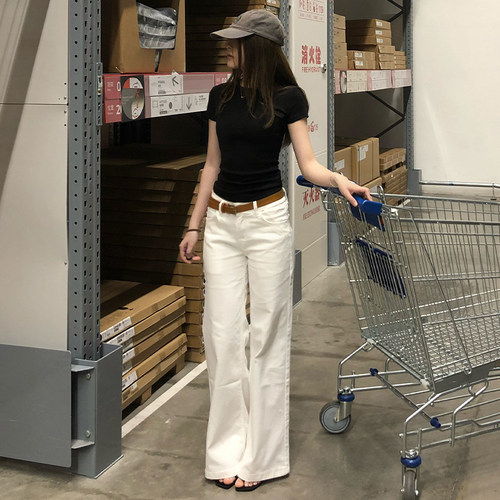 MYFC白色三防面料小个子牛仔裤女