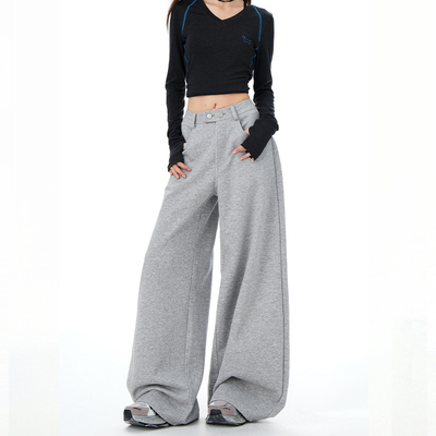 灰色阔腿休闲裤女宽松卫裤