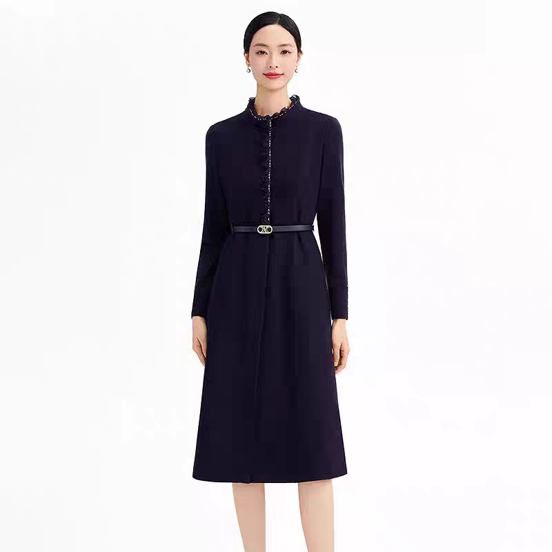 娜尔家商场同款2025年秋冬新品时尚气质修身显瘦连衣裙【绵羊毛】