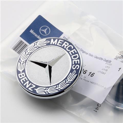 适用于老款奔驰机盖平标蓝麦穗标C级E级C200C260LE260E200L前车标