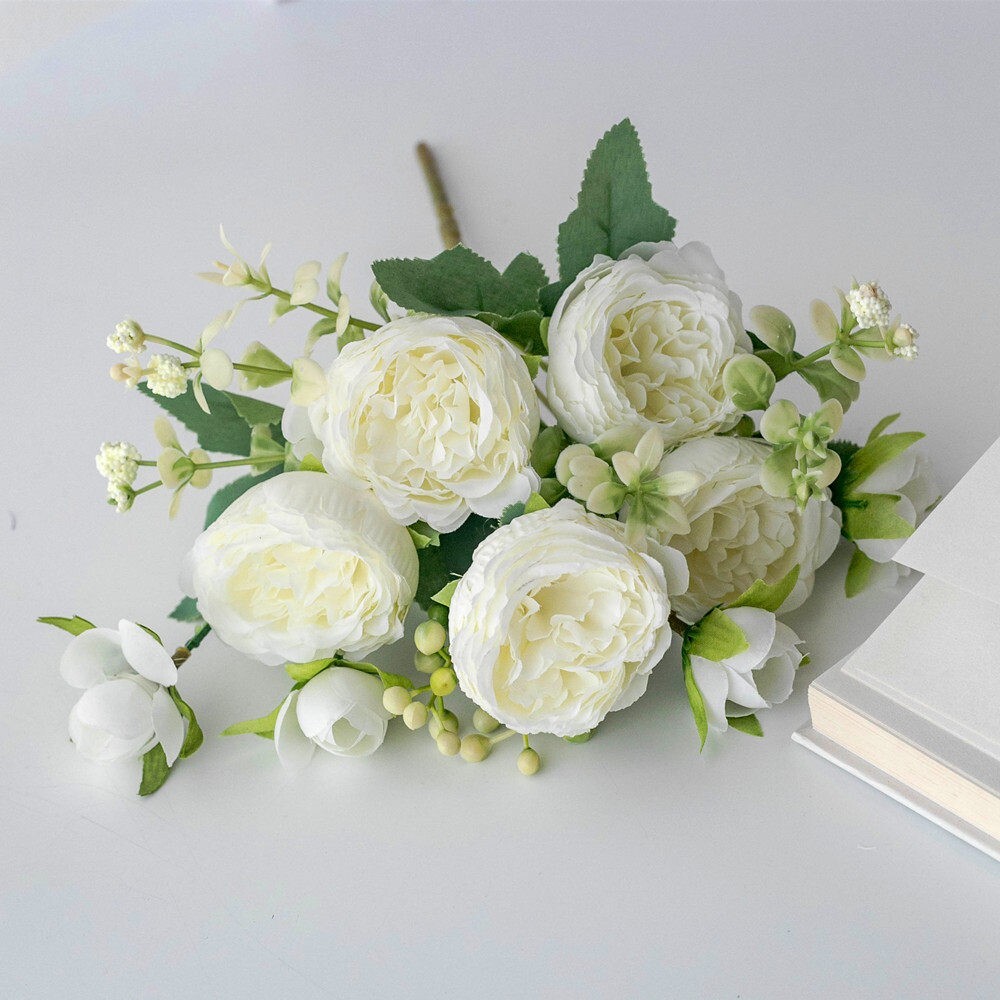 7叉牡丹花束花绣球室内典雅仿真婚房装饰花组合耐用玫瑰花花艺