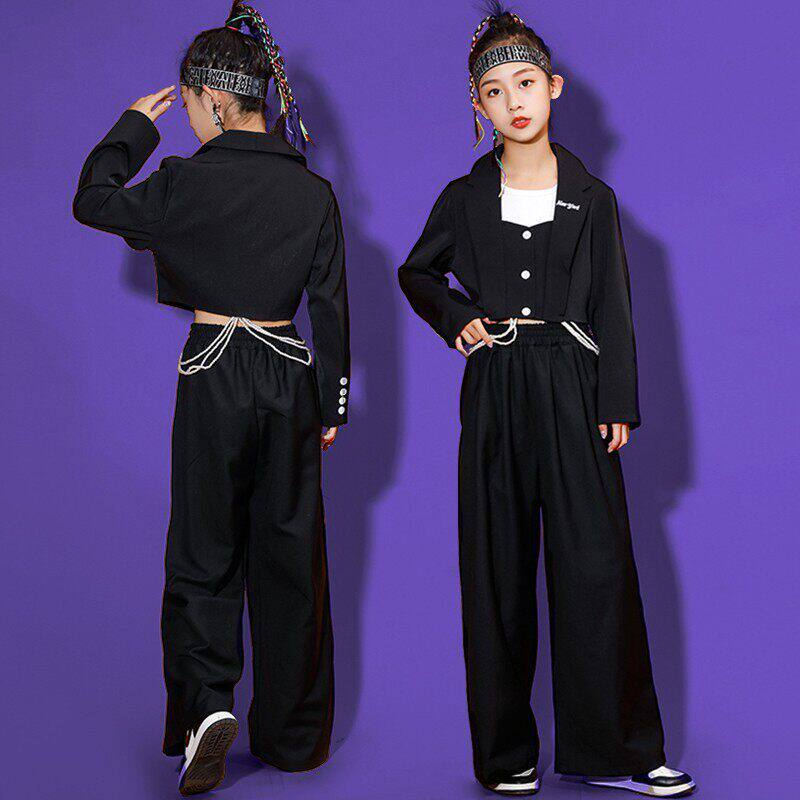 儿童爵士舞hiphop服装西装演出服套装男女童嘻哈走秀潮服秋季潮牌