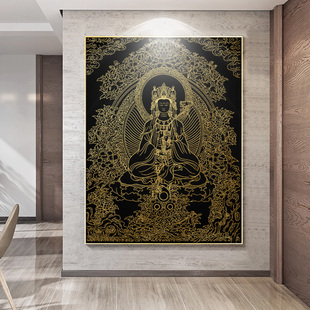 生肖佛本命佛唐卡手绘diy虚空藏菩萨描金减压佛像描摹画唐卡手绘