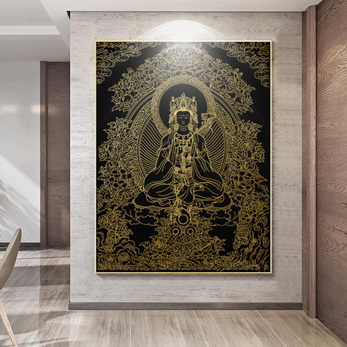 生肖佛本命佛唐卡手绘diy虚空藏菩萨描金减压佛像描摹画唐卡手绘