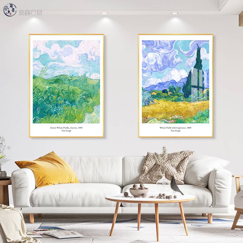梵高名画客厅餐厅装饰画向日葵丰收星空麦田饭厅挂画玄关艺术壁画图片