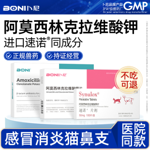 卜尼阿莫西林克拉维酸钾宠物速诺消炎片猫咪狗狗感冒药流鼻涕喷嚏