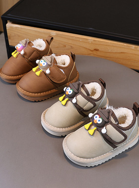 冬季儿童加绒保暖棉鞋男女宝宝雪地靴1-2岁婴幼儿软底防滑学步鞋