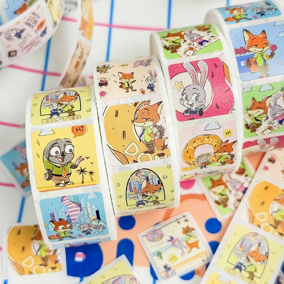 疯狂动物城卷卷贴朱迪尼克高颜值动漫周边diy趣味装饰素材封口贴,3C数码配件,笔记本个性小贴纸,淘宝优惠券,粉丝福利购,淘宝优惠卷