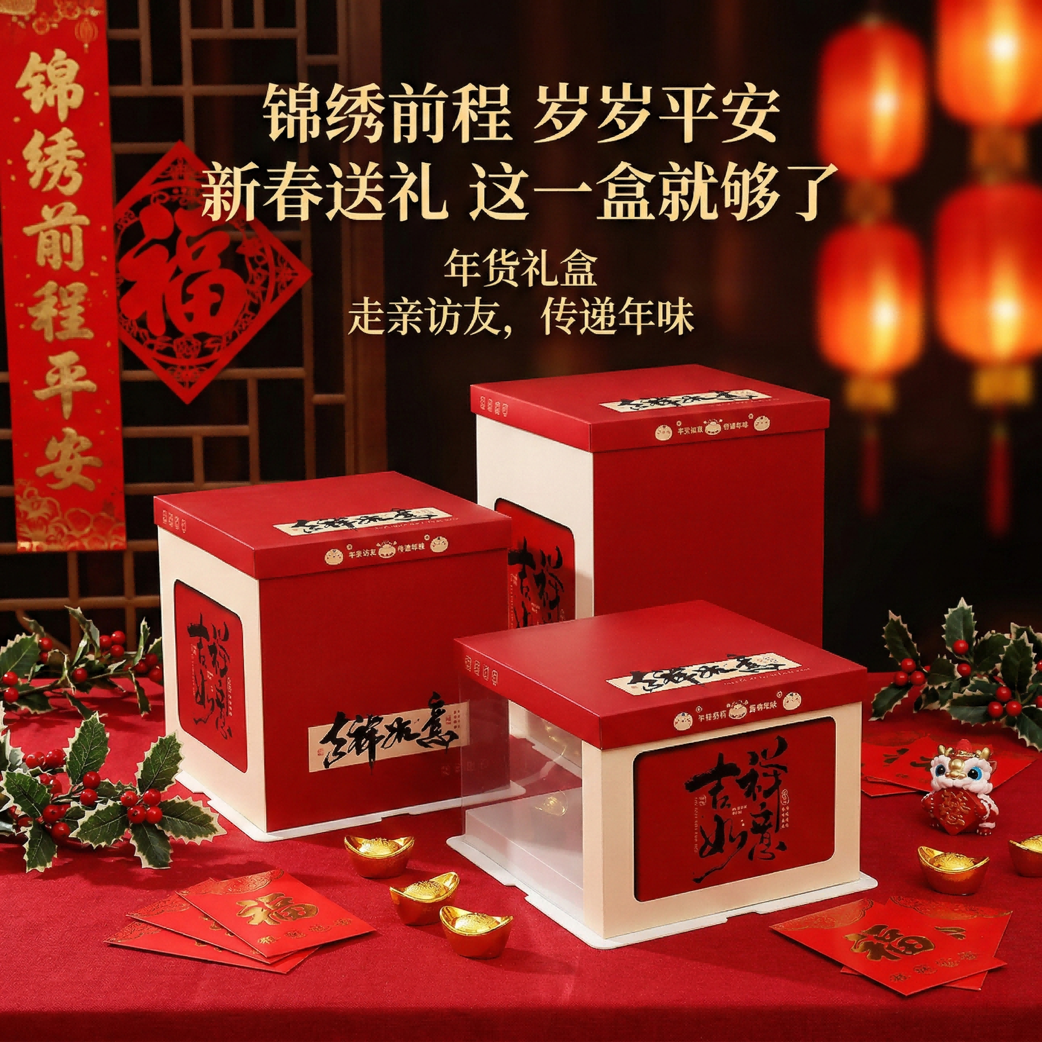 半透明生日蛋糕盒子包装盒红色蛋糕打包盒6六8八10十寸单双层加高