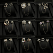 韩国东大门ins时尚 新款 超闪水钻皇冠链条胸针女毛衣别针外套配饰