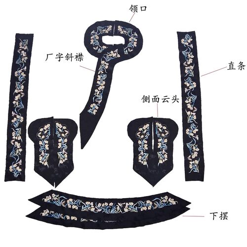 南雅集原创 古董衣图案复原清汉女水仙蝴蝶刺绣辅料人丝线绣片diy