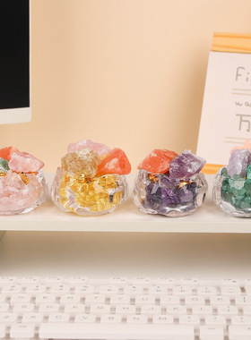 爆款富贵水晶聚宝盆轻奢创意家居装饰摆件礼物礼品高级装饰搭配