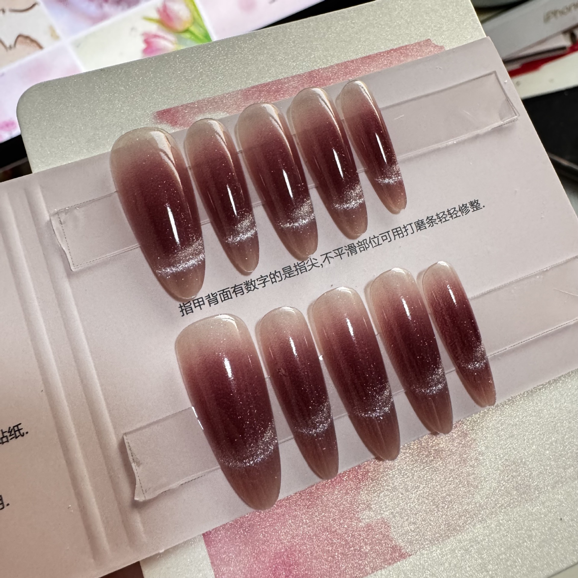【绯月醉染】纯手工穿戴甲指甲贴片半手工穿戴美甲假指甲5224#