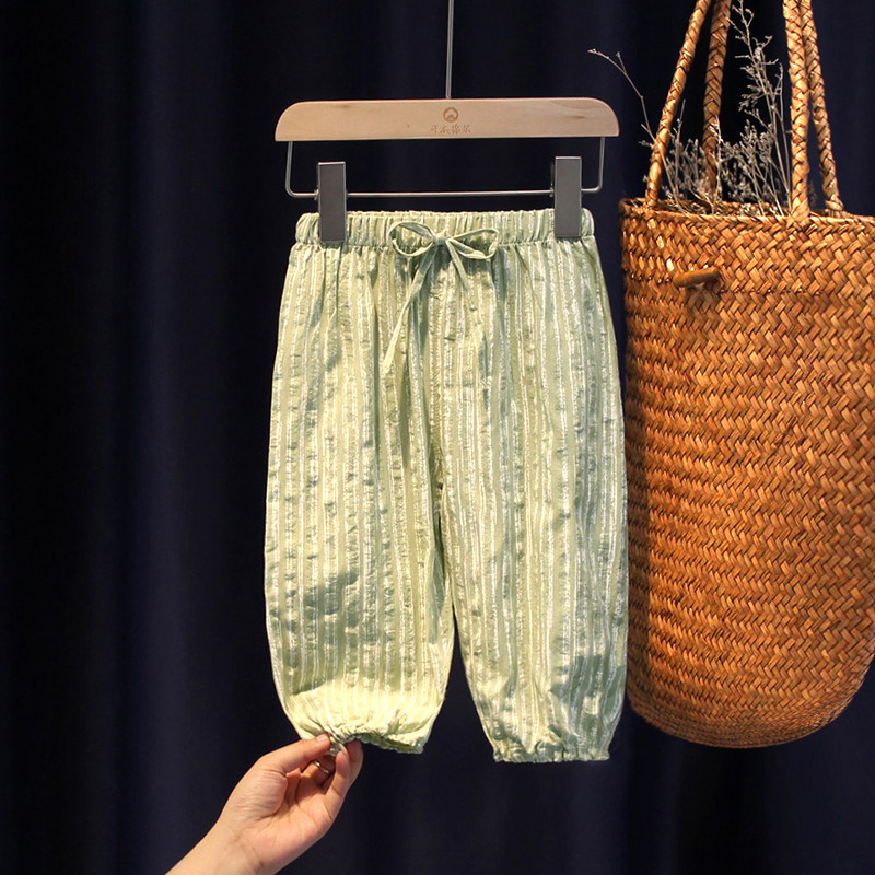 宝宝防蚊裤夏纯棉棉麻透气宽松休闲长裤男女小童薄款婴幼儿灯笼裤