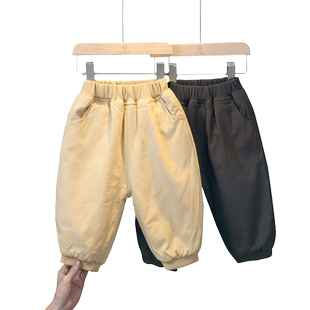 宝宝夹棉裤子冬季加棉加厚外穿女童宽松婴幼儿纯棉儿童冬季保暖裤