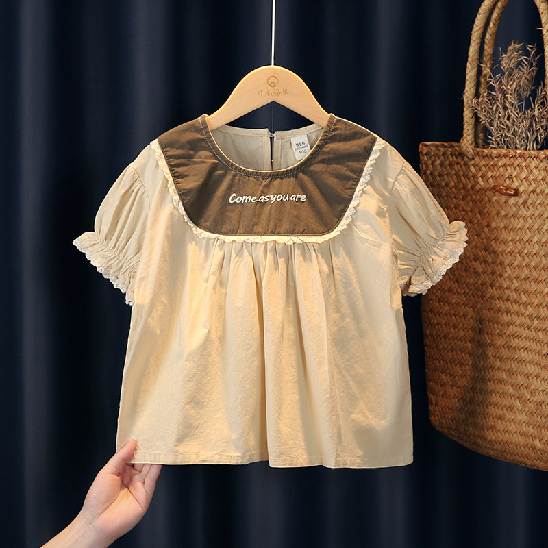 女童衬衫短袖夏季2026新款森系娃娃衫女宝宝洋气韩版半袖儿童上衣