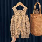 宝宝洋气时髦女孩宽松婴儿纯棉休闲裤 2026新款 子 春秋季 女童背带裤