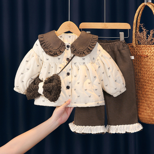 女童冬装套装2026新款小女孩洋气时髦加绒加厚儿童保暖休闲两件套