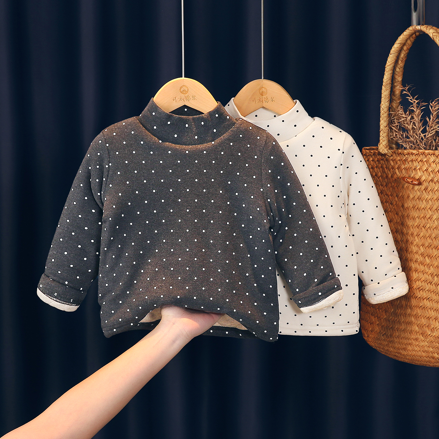 女童打底衫冬季夹棉加厚内搭女宝宝洋气儿童长袖宝宝纯棉保暖上衣