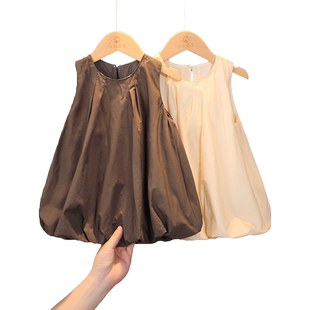 女童连衣裙夏季2026新款小女孩法式花苞连衣裙夏装宝宝纯棉背心裙