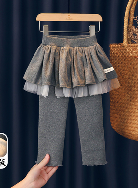 女童加绒打底裤2025新款冬季一体绒加厚儿童洋气长裤宝宝纯棉裙裤