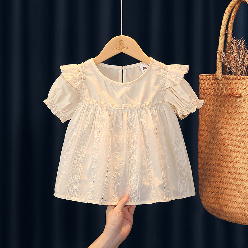 纯棉韩版夏季圆领刺绣娃娃衫