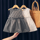 女童连衣裙冬季 2026新款 女孩高级儿童加棉马甲裙子宝宝纯棉背心裙