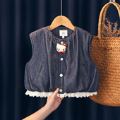 女童马甲外穿冬季 加绒加厚背心儿童洋气好看坎肩女宝宝软牛仔马夹