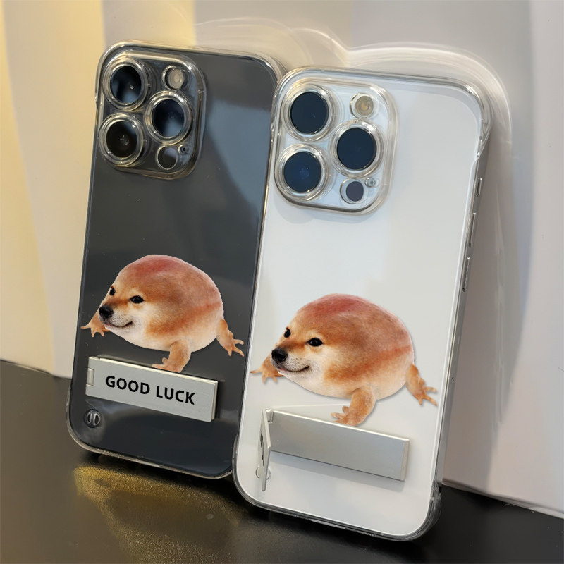 OPPOReno14无边框MAGIC8我的刀盾柴犬13ProMax超薄15Plus透明12手机壳带支架iPhone16手机壳硬苹果17适用网红