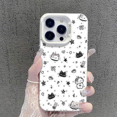 iPhone13苹果12创意华为NOVA16彩银ins风14ProMax硬小米17MAX适用15PLUS高级感小众mate80手机壳蝴蝶结黑白猫