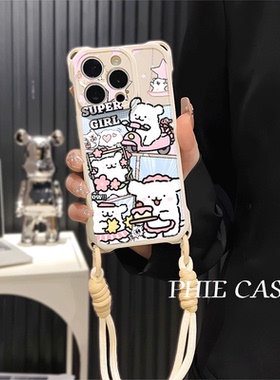 iPhone17四角开孔13透明苹果16ProMax适用OPPOFindx9摩托小狗斜挎手腕挂绳14防摔15plus手机壳软12可爱iQOOz9