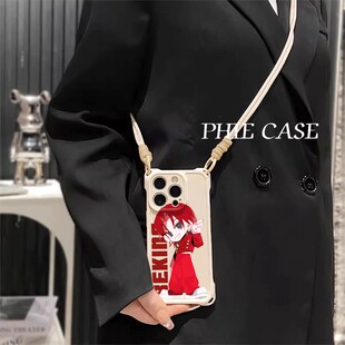 防摔15plus红发华晨宇花花iPhone17四角开孔华为NOVA13透明苹果16斜挎手腕挂绳14手机壳软12ProMax适用a6卡通