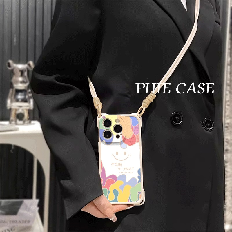 15plus手机壳软12ProMax适用OPPOFindx9笑一笑就好啦iPhone17四角开孔13透明苹果16斜挎手腕挂绳14防摔iqooz9