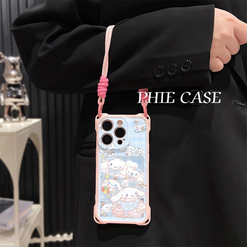 iPhone15手机壳软14plus透明适用防摔12夏日玉桂狗OPPOReno11四角开孔13ProMax斜挎a58x手腕挂绳苹果16少女心