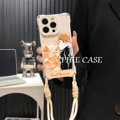 小米17适用防摔15plus手机壳软14ProMax侧脸日向翔阳iPhone16斜挎手腕挂绳苹果13四角开孔荣耀畅玩70PLUS卡通