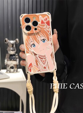 荣耀400eva绫波丽高达iPhone16防摔透明15plus手机壳软14四角开孔k70卡通s30苹果13斜挎手腕挂绳12ProMax适用