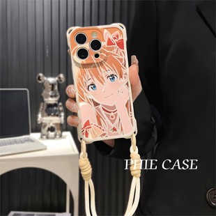 荣耀400eva绫波丽高达iPhone16防摔透明15plus手机壳软14四角开孔k70卡通s30苹果13斜挎手腕挂绳12ProMax适用